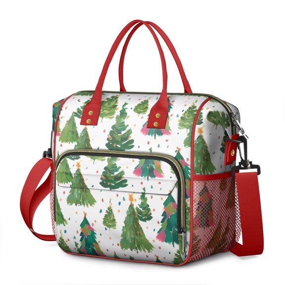 White Christmas Watercolor Tree Pattern Womens Lunch Box for Work,Insulated Large Lunch Bag for Tween and Teen,Loncheras Para Mujer,Leakproof Adult Lunch Bag for Work,Beach,Travel,Picnic,Camping