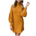 thumbnail image 2 of AXXD Mini Dress For Women,Womens Turtleneck Sweater Dress Ladies Long Sleeve Jumper Mini Dresses, 2 of 6