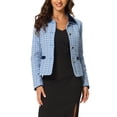 thumbnail image 1 of INSPIRE CHIC Blazer Veste Manteau en Tweed à Col en Velours Élégant pour Femme Bleu P, 1 of 6