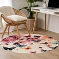 thumbnail image 4 of Round Rugs 3Ft, Flowers Butterfly Round Area Rug Washable Indoor Throw Carpet, Vintage Rustic Ombre Spring Floral Small Non Slip Circle Rug for Bedroom Living Room Home Decor Aesthetic, 4 of 8