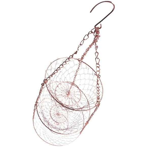 3 Tier Fruit Basket, Vegetable Kitchen Storage Basket Chain Hanging Space Saving Fruits, Plants Storage Basket(Copper)