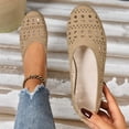 thumbnail image 4 of Women's Hollow Comfort Slip On Leather Ballets Flats Shoes Womens Casual Shoes Comfortable Walking Shoes Slip On Shoes Women Wide Width Orthopedic Shoes for Women Casual Dress Work Office Shoes 38, 4 of 5