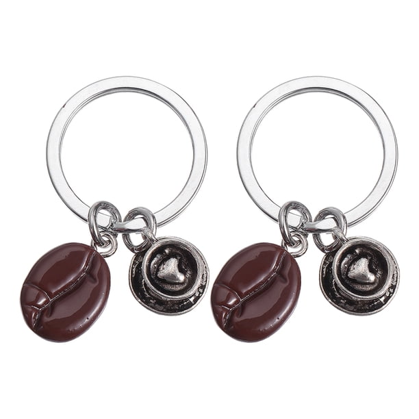ColoMX Cadenas clave delicadas de 2pc Forma de corazón Forma de café Llaveros (color surtido)