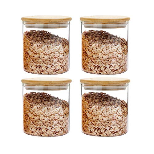 Glass Food Storage Jars Containers Moldiy With Airtight Bamboo Lids Set Of 4 Kitchen Glass Canisters For Coffee Flour Sugar Candy Cookie Spice And More 750ml Walmart Com Walmart Com