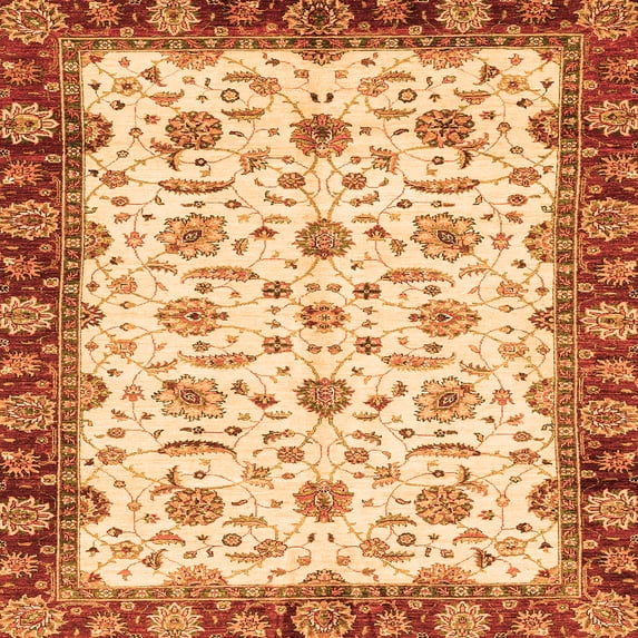 Ahgly Company Indoor Square Oriental Orange Traditional Area Rugs, 4' Square