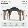 thumbnail image 6 of Aoxun 10 ft. x 12 ft. Hardtop Gazebo, Double Polycarbonate Roof Aluminum Frame Gazebo W/Curtain and Netting, Brown, 6 of 12