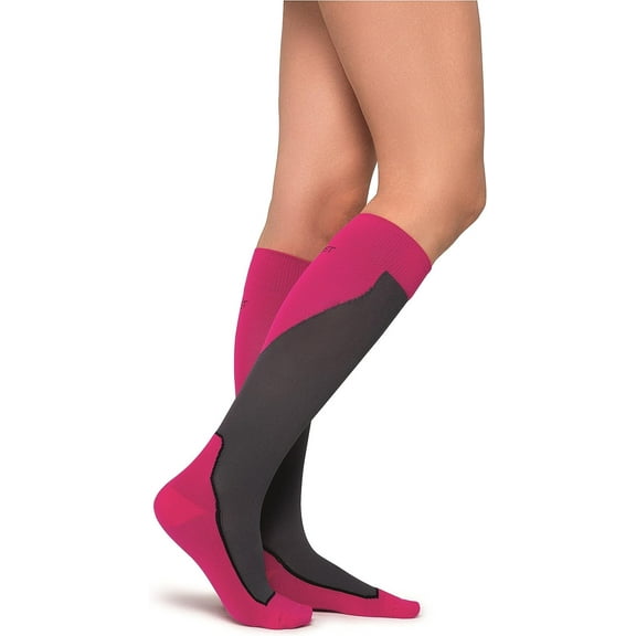 JOBST 7529061 Sport Knee High 20-30 mmHg Compression Socks, Pink/Grey, Medium