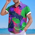 thumbnail image 2 of Mens Manga Corta Botón Abajo Camisas Casual Suelto Impreso Cardigan Girar Cuello Blusa, Transpirable para el Entrenamiento, 2 of 6