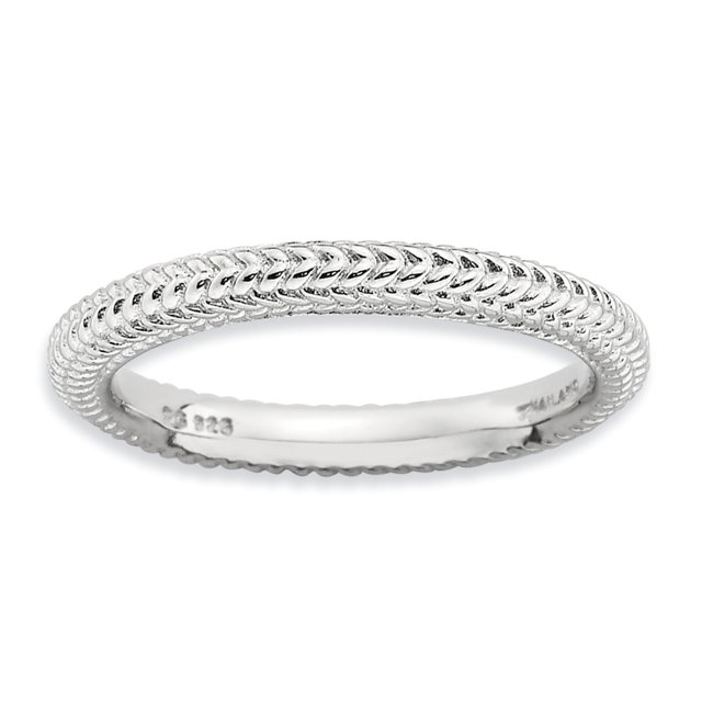 Sterling Silver Stackable Expressions Rhodium-plated Domed Ring Size 5