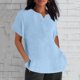 thumbnail image 5 of Primavera Tops para las Mujeres Algodón Lino Cuello en V Manga Corta, Transpirable Camisa Casual para el Verano, 5 of 5