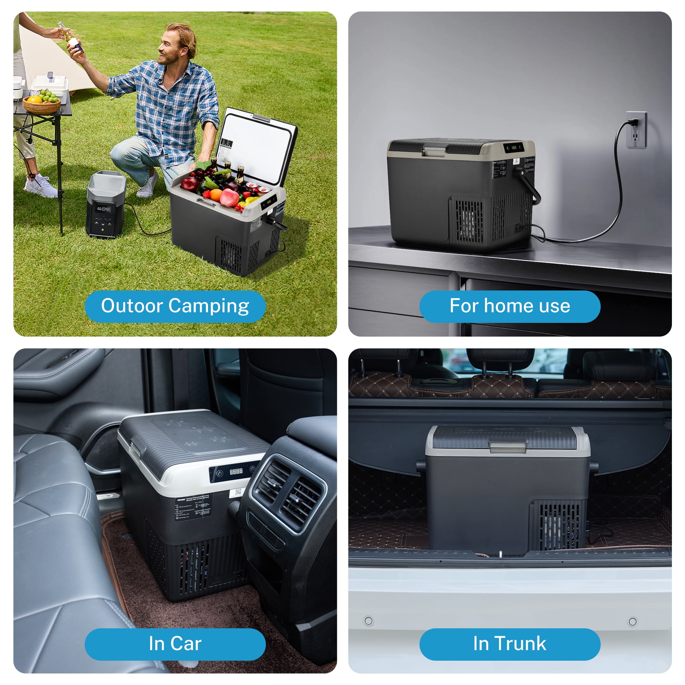 Kohree 12V/24V Portable Car Refrigerator Freezer 19QT(18L) Compressor Cooler with Handle Compact RV Truck Boat Camping Travel Outdoor Mini Electric fridge