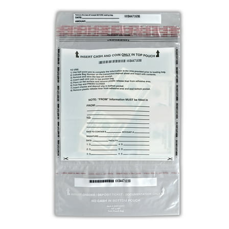 BankSupplies Tamper Evident Top Bottom Clear Transaction Bags | 12W x 10H | 500