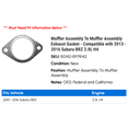 thumbnail image 2 of Muffler Assembly To Muffler Assembly Exhaust Gasket - Compatible with 2013 - 2016 Subaru BRZ 2.0L H4 2014 2015, 2 of 2