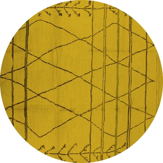 Ahgly Company Indoor Round Oriental Yellow Industrial Area Rugs, 4' Round