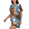 thumbnail image 2 of Kdxio Playful Cat Fisheye View Print Pajamas Sets for Women Short-Sleeved Pjs with Lounge Shorts Two Piece Sleepwear S-4XL, 2 of 5