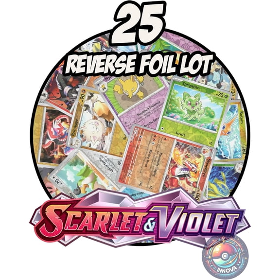 Pokemon Scarlet & Violet Base Set – Reverse Foil Card Lot – x25 (Random Selection)- No Duplicate