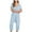 Light Blue, variant on Diufon Womens Casual Rompers Solid Color Capris Playsuits V Neck Short Sleeve Bodysuits with Pockets