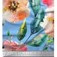 thumbnail image 1 of Soimoi polyester Crepe Fabric Flower & Leaves Watercolor Print Sewing Fabric Yard 52 Inch Wide, 1 of 1