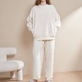 thumbnail image 2 of Defitshape Women's Fuzzy Flannel Fleece Pajama Set Comfy Lounge Winter Warm Loungewear Set White Large, 2 of 5