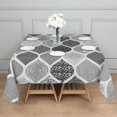 thumbnail image 3 of Black and White Geometric Quatrefoil Pattern Square Tablecloth,Waterproof Square Table Cover,Wipeable Spillproof Washable Table Cover for Home Kitchen Party Decor 60"x60"(152x152cm), 3 of 6