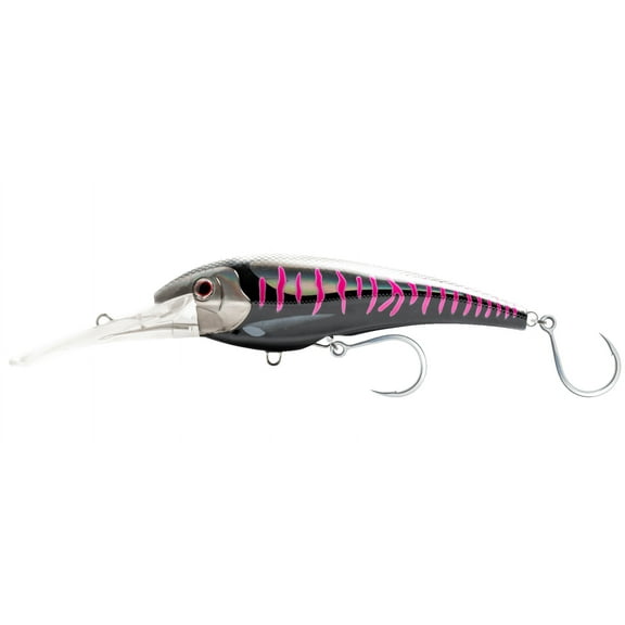 Nomad DTX Minnow Heavy Duty Shallow Floating 7", Black Pink Mackerel Lures