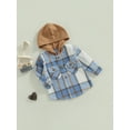 thumbnail image 3 of Bagilaanoe Toddler Baby Boy Girls Hooded Jacket Plaid Long Sleeve Single-Breasted Shacket Coat with Pockets 1T 2T 3T 4T 5T 6T Kids Fall Casual Outwear, 3 of 8