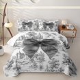 thumbnail image 2 of Erosebridal Cute Grey Bowknot Quilt Full for Girls Boys, Princess Fairy Castle Full Bedspread Sets, 3pcs, 2 of 7