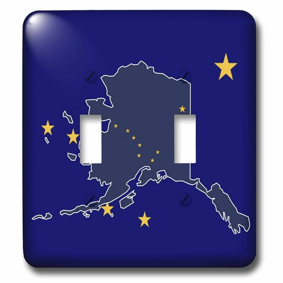 3dRose, State Flag of Alaska Background and on Map, double toggle switch