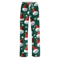 thumbnail image 7 of Women's Pajama Pants Sleepwear Casual Drawstring Elastic Waist Pants Comfy Straight Yoga Loose Trousers with Christmas Print, Fashionable Home Bottoms for Winter, Green, M, 7 of 7