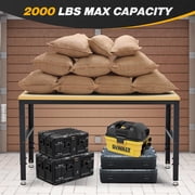 AHB Heavy Duty 60-inch Adjustable Wood Workbench, 2000 lbs Load Capacity, Multi-Purpose Work Table for Garage, Workshop, Office and Home
