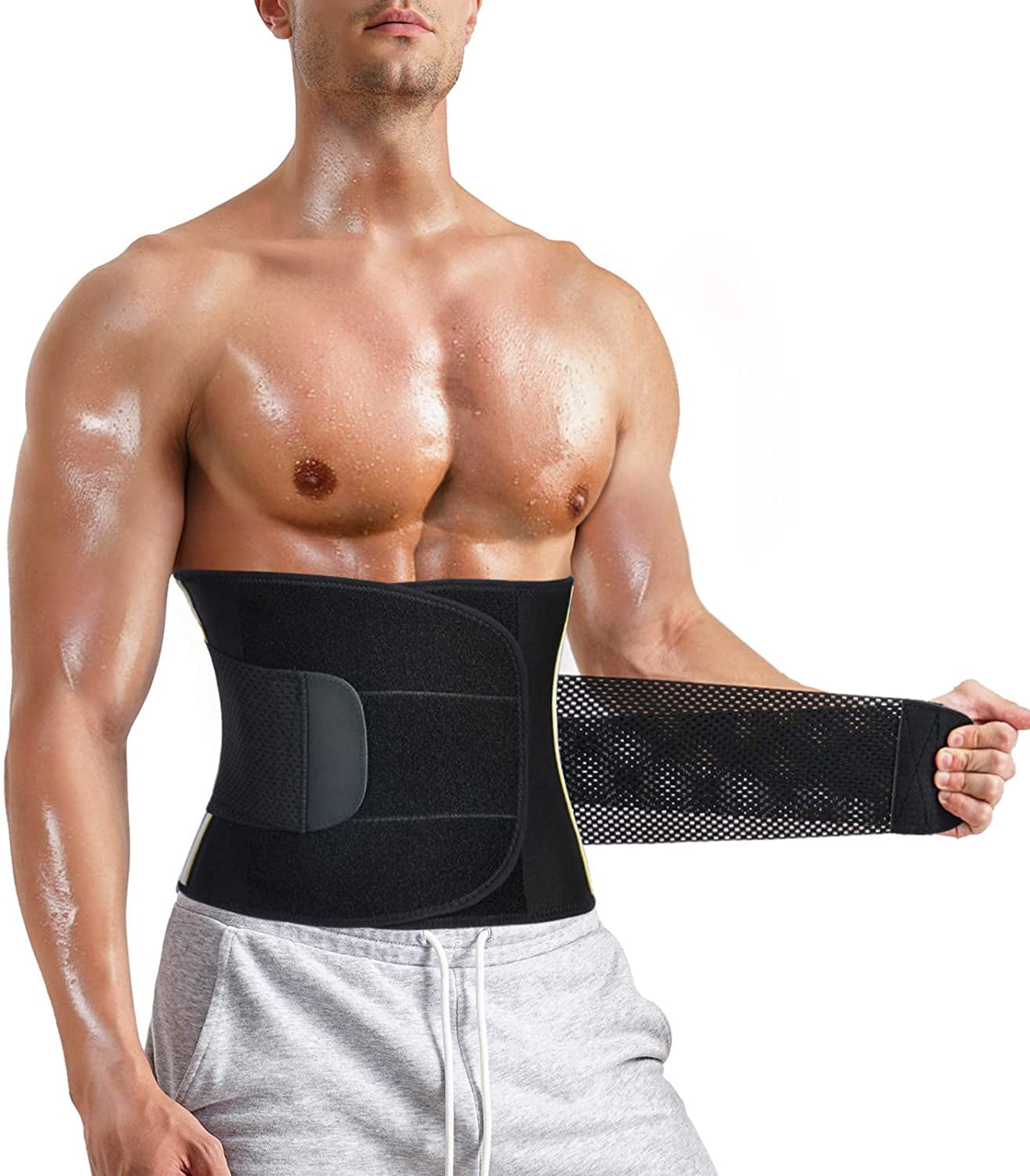 One-Size Fits All Up To 50inch Waist Belly Burner Weight Loss Belt Black 