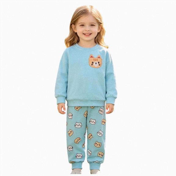 HFHAPW Toddler Girls Clothes Long Sleeves Sweatshirt Shirt Joggers Pant 2Pcs Outfits for Girl Kids Girls Clothing Set,5-6 Y