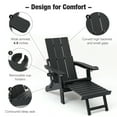 thumbnail image 2 of Poly Lumber Outdoor Adjustable Back Adirondack Chair with Ottoman Cup Holders and Cushion, Black, 2 of 9