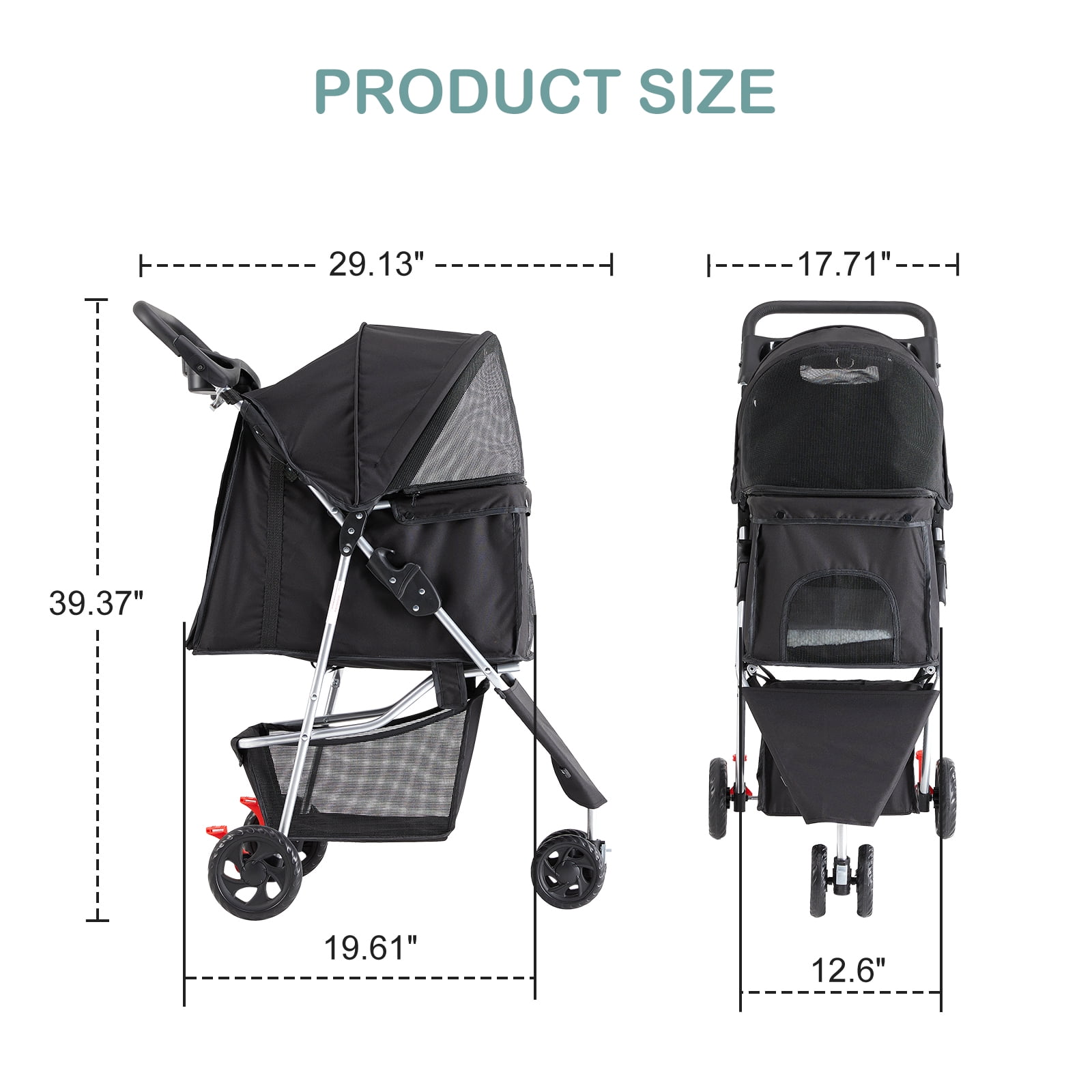 Gianna 3-Wheel Pet Stroller for Dogs, Jogging Stroller