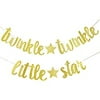 Twinkle Twinkle Little Star Banner, Twinkle Twinkle Little Star Baby Shower Birthday Party Decorations Supplies (Gold Glitter)(A)