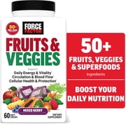 Force Factor Fruits & Veggies Superfood Antioxidant Supplement, 50+ Ingredients, Mixed Berry, 60 Soft Chews