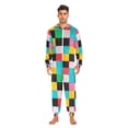 thumbnail image 3 of FORMRS Onesies Pajama for Adults Unisex Hoodie Winter Jumpsuit One Piece Sleepwear, Sizes S-2XL, Blue Checkered Pattern, 3 of 7