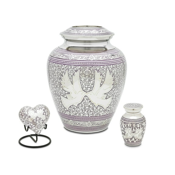 Purple Loving Doves Urn Set