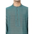 thumbnail image 4 of In-Sattva Men's Indian Embroidered Dobby Textured Woven Long Kurta Tunic; Turqouise; LG, 4 of 5