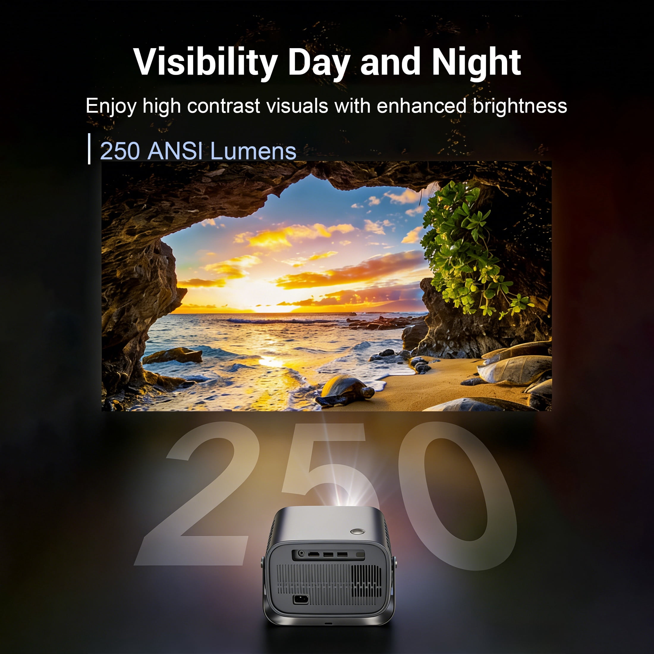 BDQ Projector with WiFi and Bluetooth, Telecontrol focus& Auto Keystone, 1080P HD 4K Support, Smart Projector with Built-in Streaming Apps, Portable Projector for Outdoor & Home Movie
