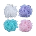 thumbnail image 1 of wonima11 60g/pcs Multi-Color Mesh Bath Sponge Shower Pouf Loofahs Shower Puff Pack of 4 (White,Pink,Purple and Blue), 1 of 1