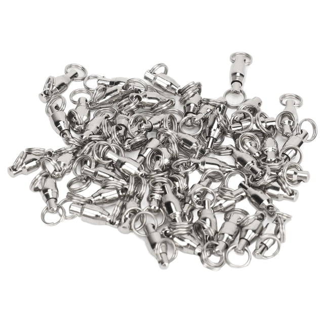 50pcs Ball Bearing Swivels Connector High Strength Stainless Steel Solid Welded Rings for Saltwater Freshwater Fishing with Rotation and Durable Connection