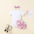 thumbnail image 2 of Dooleck 1st Easter Outfit Baby Girl Bodysuit Floral Ruffle Bloomer Shorts Clothes, 2 of 7