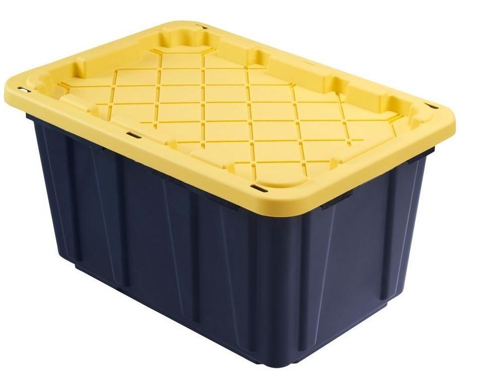 17 Gallon Tough Tote, Black and Yellow 4 Pack