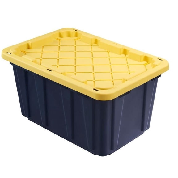 17 Gallon Tough Tote, Black and Yellow 4 Pack