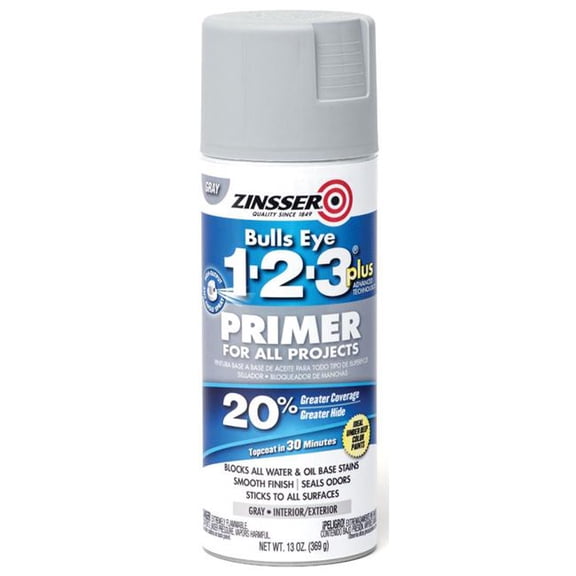 Zinsser 1583517 Apprêt Intérieur et Extérieur à Base d'Huile 13 oz Plus, Gris Plat - Lot de 6