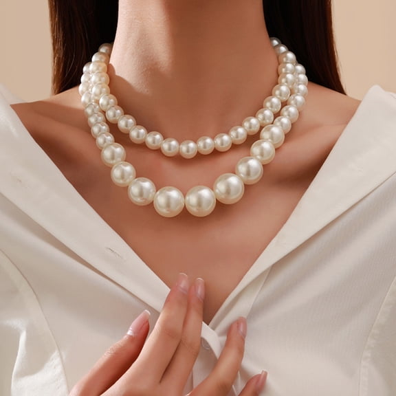YYKihy Layered Pearl Choker Necklace For Women Pearl Beaded Necklace White Pearl Strand Necklace Dainty Jewelry For Women Bridesmaid Jewelry