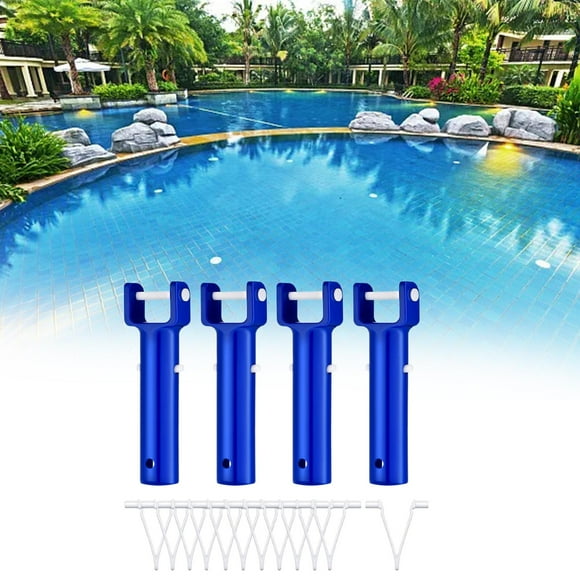 4Pcs Replacements V Handle Replaces with 12Pcs V Clips Sturdy Universal Pool Brush Handle Clip Accessory for Swimming Pool SPA Vacuum