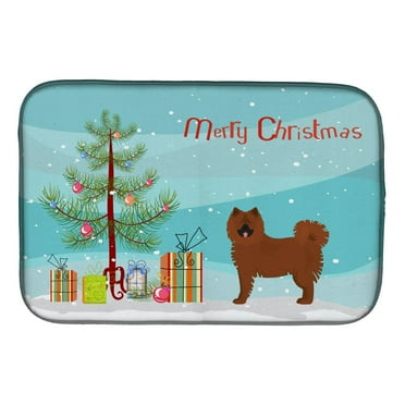 Carolines Treasures CK3454DDM Eurasier or Eurasian dog Christmas Tree Dish Drying Mat 14 x 21" multicolor