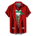 thumbnail image 2 of Bdfzl Unisexe Noël Imprimer Noël Robe Col Rond Manches Courtes Top Chemise Manches Courtes Col Rond Top/Shirt Rouge S, 2 of 4
